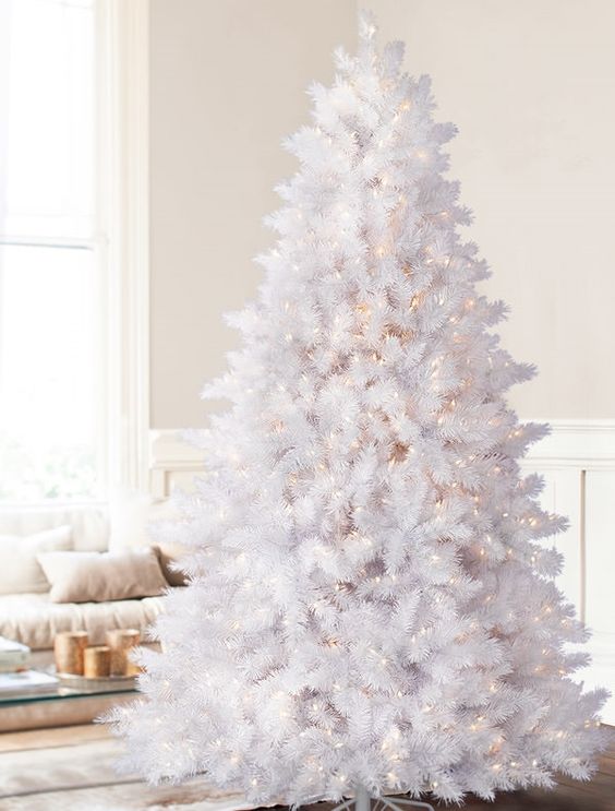 Árvore de natal branca com cinza  Decoração de arvore de natal